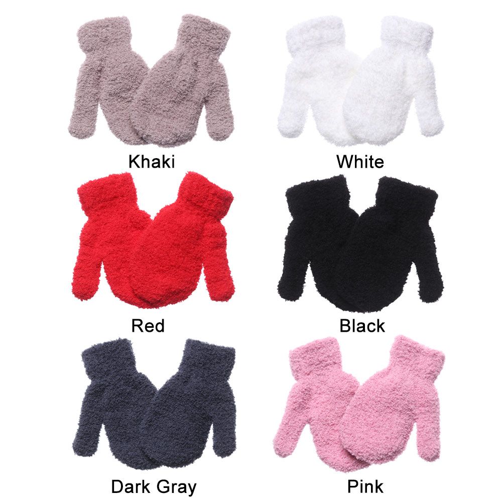 Hot Sale Winter Soft Warm Baby Lovely Full Fingers Kids Gloves Coral Plush Mittens Candy Color