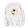 Ladies Smiling Face Printed Loose Sweatshirt Women's O-neck Long Sleeve Oversize Pullover Hoodie for Autumn Winter