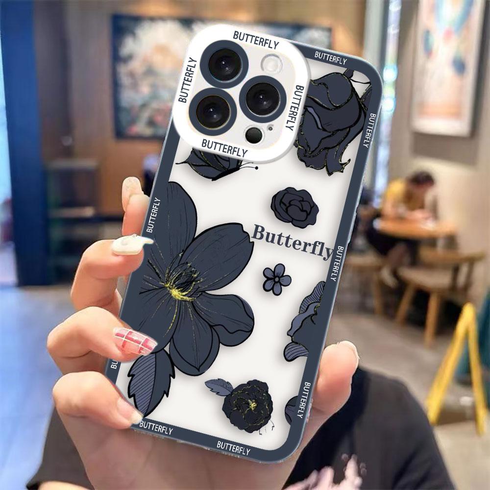 Butterfly Flowers Cover Clear Phone Case For OPPO RENO 15 15F 14 14F 13 13F 12 12F 11 11F 10 8 8Z 8T 7 7Z 6Z 5 5F TPU Case Shell