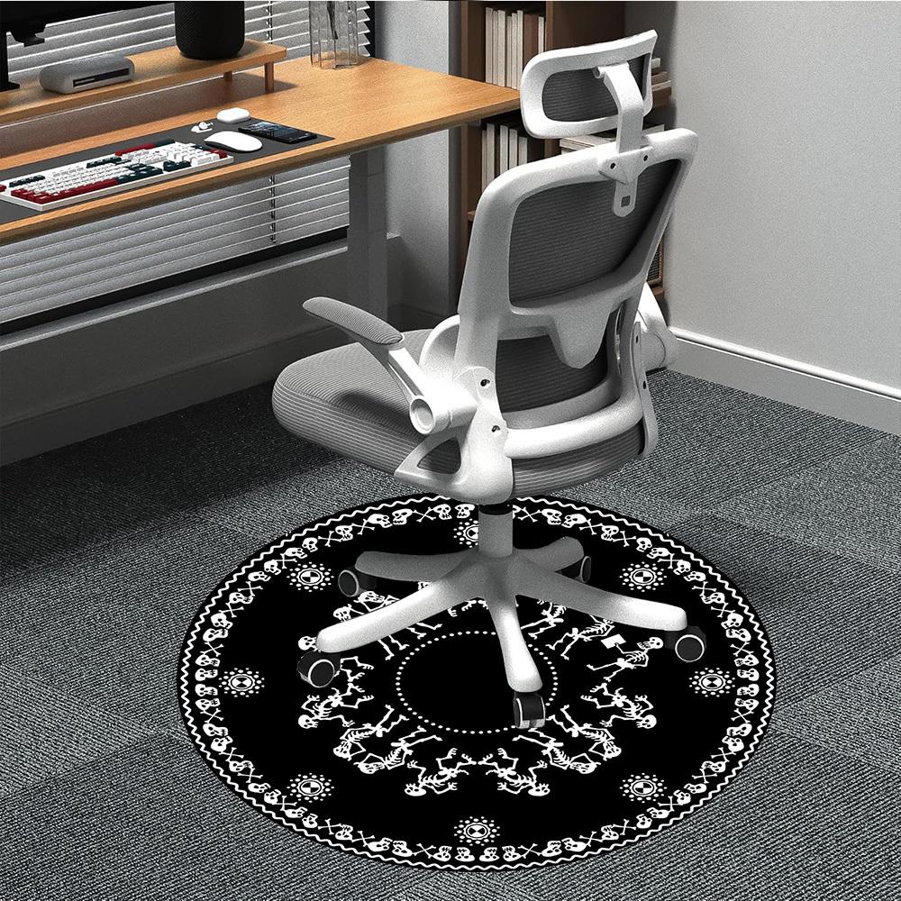 1pc Day of the Dead Carpet, Round Non Slip Durable Large Size Office Carpet, Suitable for Office 80cm