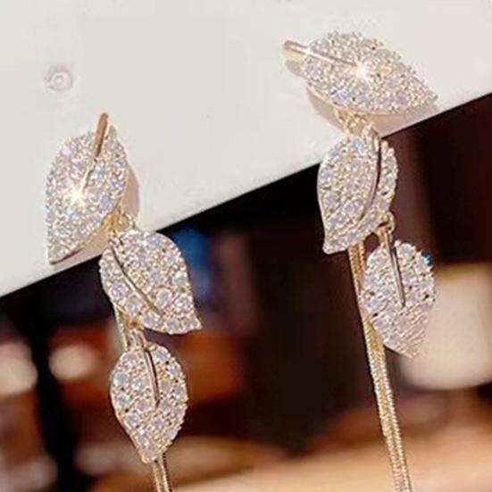 1 Pair Dangle Earrings Leaves Long Tassels Ins Style Jewelry Long Earrings for Wedding
