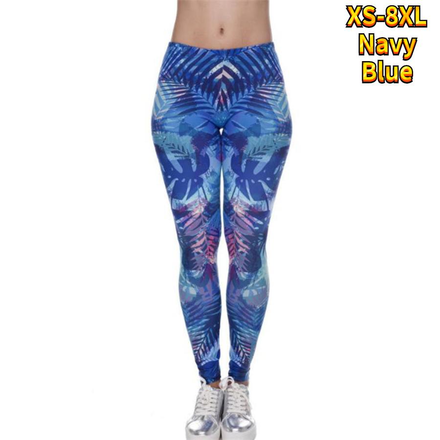 Womens Blue Lotus Prints Stretch Yoga Leggings Fitness Running Gym Sports Active Pants