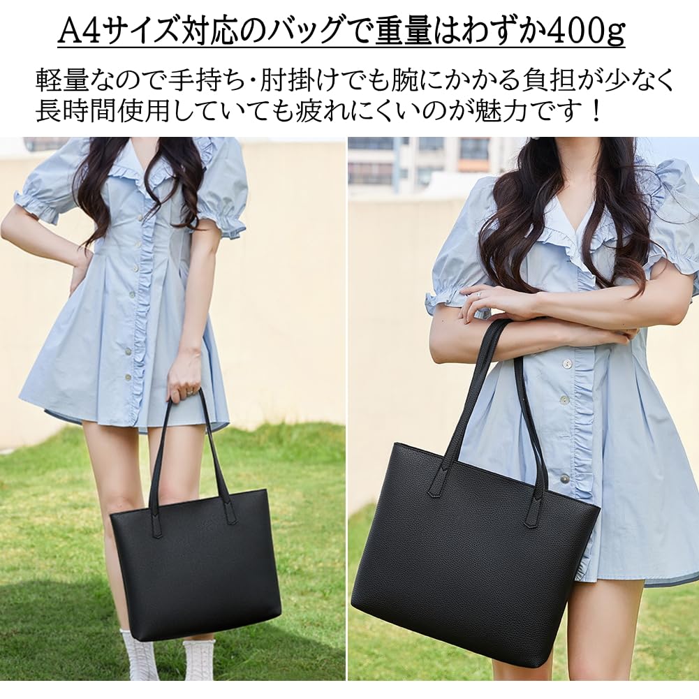 Yumemono Women's Leather Tote Bag, Business Bag, Fits A4 Size, Suitable for Job Hunting, Suitable for Work or Casual Use, Lightweight (Khaki)