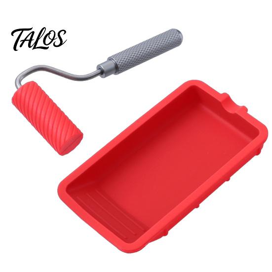 Silicone Paint Tray Mini Glue Roller with Tray, Applicator Anti-slip Tool Handle, Reusable Spreader for Woodworking, Arts And Crafts Projects DIY Wall