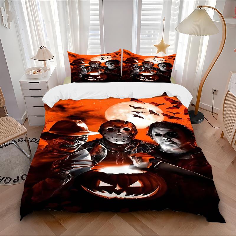 

3pcs Halloween Horror Characters Comforter Set with 1 Quilt Cover and 2 Pillowcases (No Core) 135x200cm