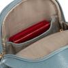 Blaue stilvolle kleine Damen-Tasche aus Öko-Leder, verziert mit goldenen Beschlägen, Bauchtasche Crossbody Peterson