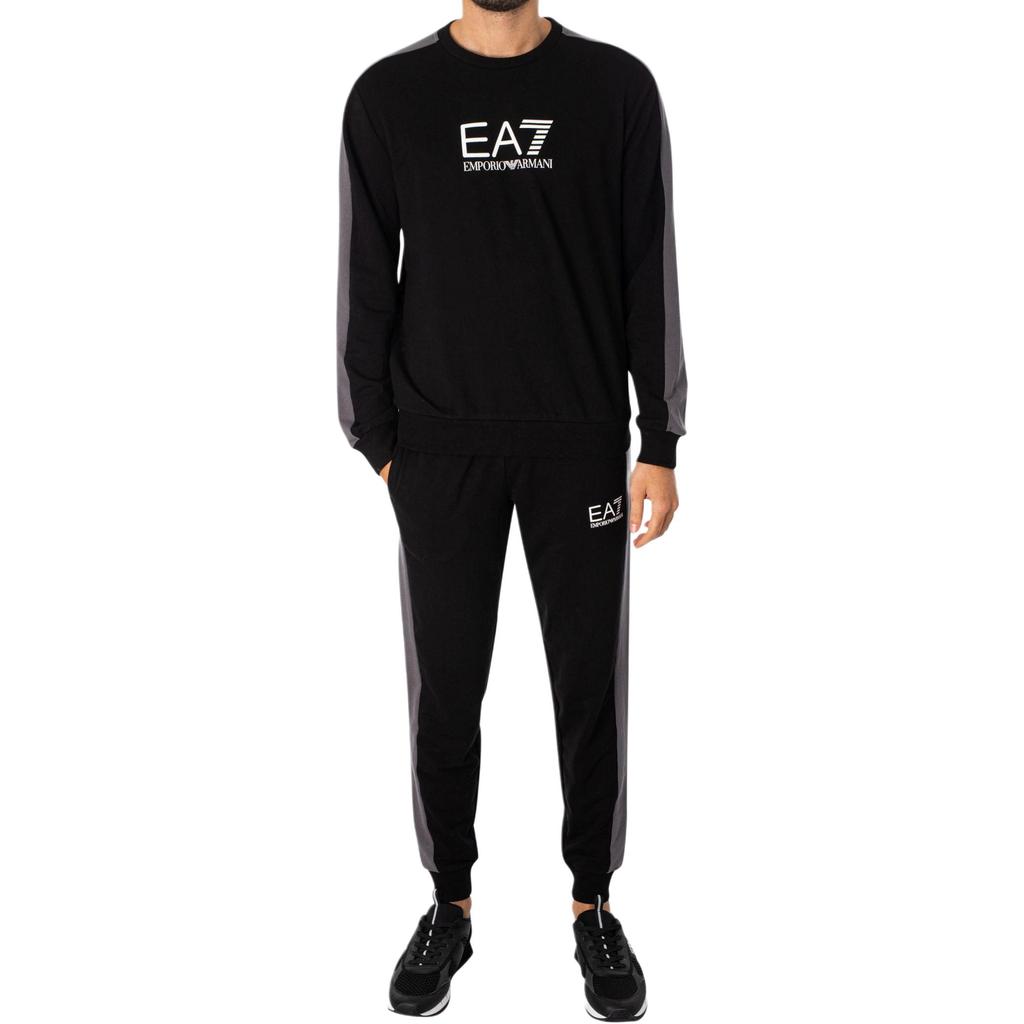 Emporio Armani EA7 Tuta Sportiva Casual con Motivo a Logo a Lettere Uomo suit Nero 3DPV09-PJLIZ-1200