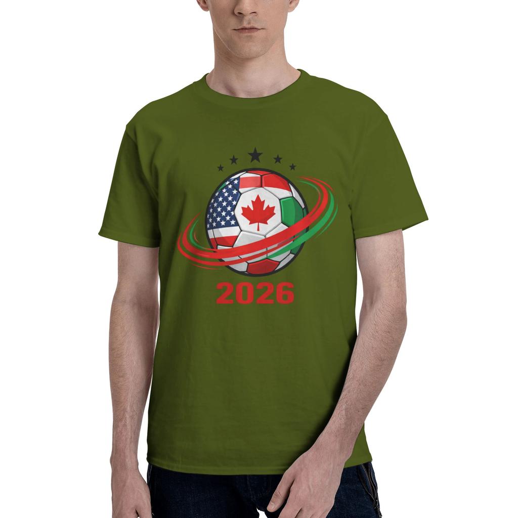 Custom Trendy 2026 Football Soccer Cups T Shirt Unisex Short Sleeves Pure Cotton Tshirt Casual Usa Canada Mexico Tees Tshirts