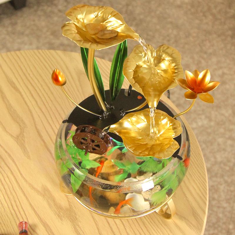 Simple Glass Fish Tank Fountain - Desktop Feng Shui Ornament for Home or Office Decor