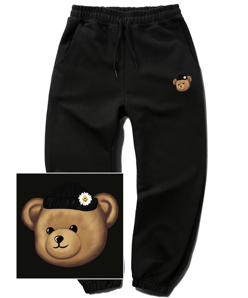TRIPSHION Beanie Bear Logo Jogger Sweatpants - Black
