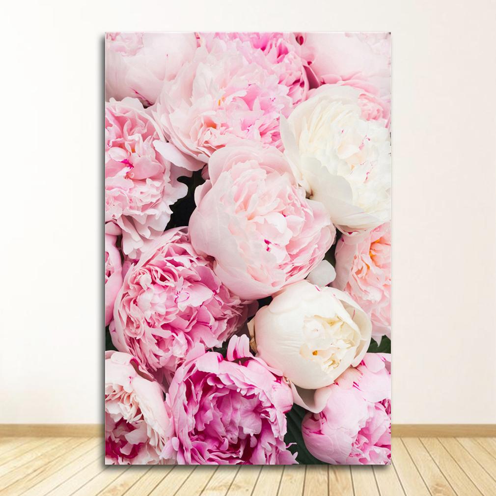 Malba na plátně Nordic Decor Elegantní Pivoňka Květinová fráze Plakát a tisk Nástěnný obraz do obývacího pokoje Domácí dekorace