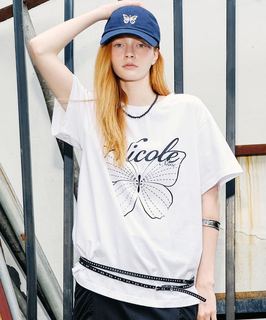 Nigaennikol Nicole Butterfly Sleeve Top_White Black