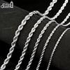 EFFIE QUEEN Real 925 Sterling Silver Diamond Cut Twist Rope Figaro Cuban Snake Bead Box Link Chain Necklace DIY Fine Jewelry SC
