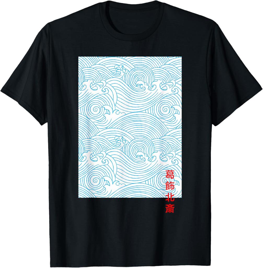 Japanese Seigaiha Wave Pattern Graphic Tee Men Casual Short Sleeve Breathable TShirt