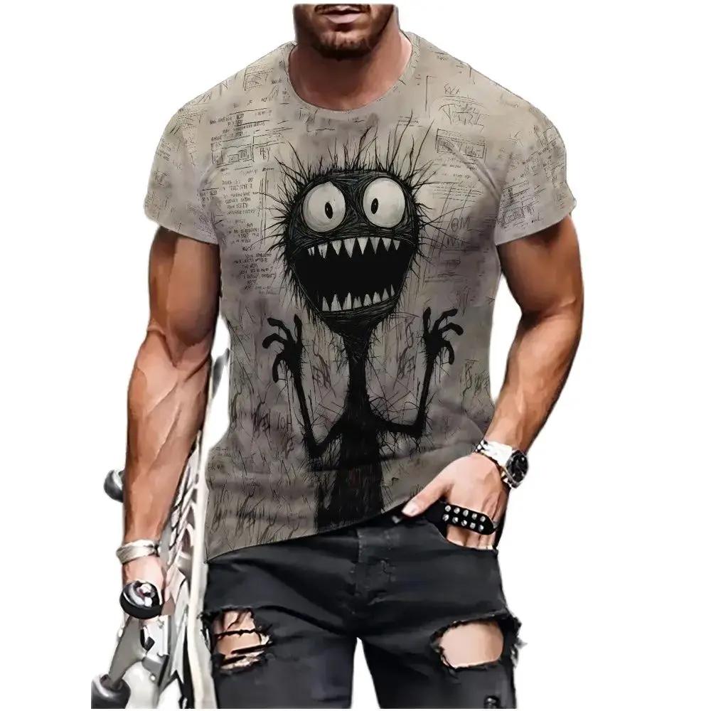 Men's Funny Animal Printed Short Sleeve Male Hip Hop T-shirt Summer Casual Clothes Man Trend Streetwear Harajuku O-Neck Top Tee