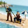 Artistic 1/64 Scale Miniature Fishing Figure Resin Attractive Mini Fishing Scene Resin Ornament for Decorative Use Gift