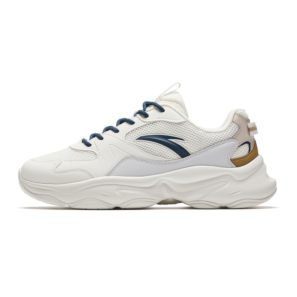Anta Puffy Star Abrasion Resistant Lightweight Breathable Casual Shoes Men's White Gray Yellow 912628829-3