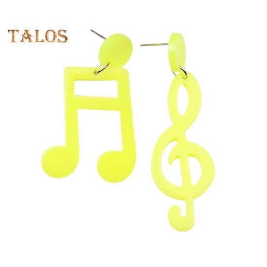 

1 пара женских серег в форме музыкальной ноты, асимметричные полые однотонные серьги-подвески для пианиста и учителя музыки, повседневные висячие серьги жёлтый