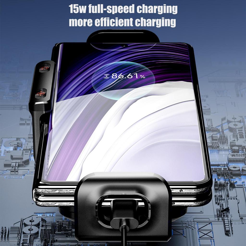 Car Wireless Charger Mount Rotating Air Vent Automobile Cradles Auto Clamping Car Phone Holder For Music Control Video Streaming