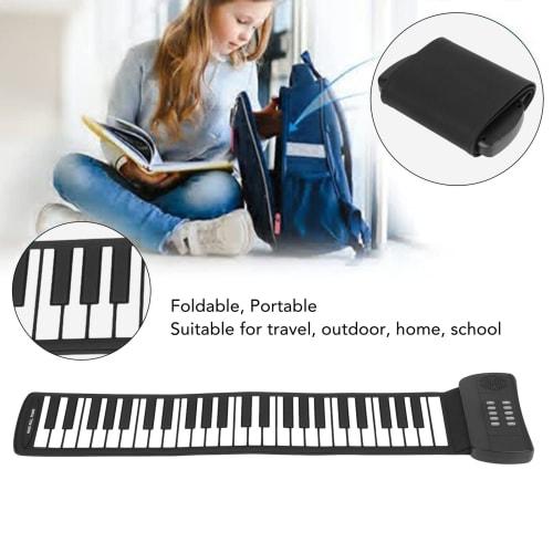 PM49H 49-Key Roll-Up Piano with External Voices, USB Battery Powered, Portable Keyboard Piano for Kids and Beginners, 4D Surround Sound, 16 Voices (PM