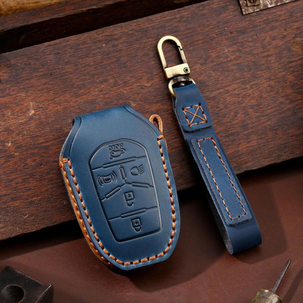Luxury Leather Car Key Case Cover Fob Protector For Ssang Yong G4 Rexton Accessories Keychain Holder Remote Keyring Shell