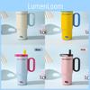Letter Modern Minimalist 750ml Stainless Steel Insulated Car Mug With Handle And Straw For Travel