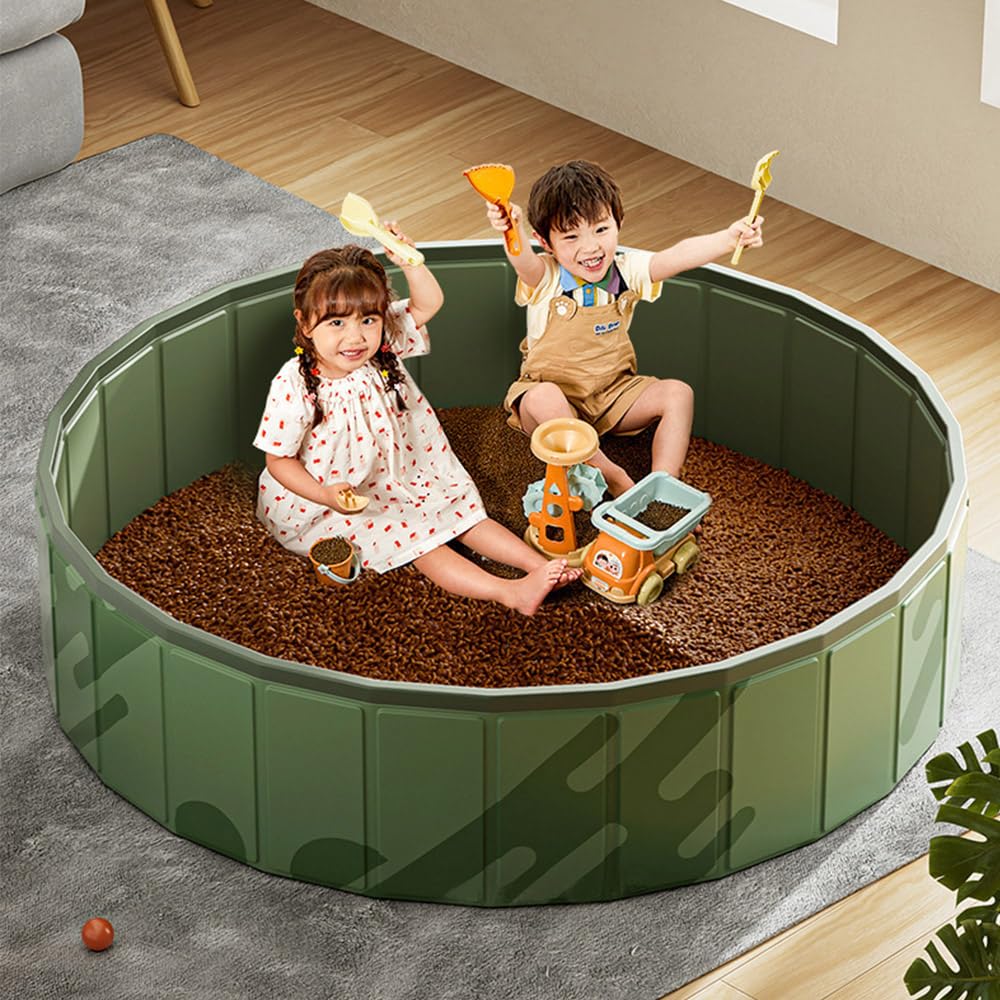 Bunmery Foldable Kids Pool 100×30 Cm, No-Inflate PVC Pool for Kids and Pets, Indoor and Outdoor Play, Ball Pit and Sandbox