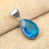 Dazzling Blue Topaz Gemstone Handmade 925 Solid Sterling Silver Pendant For Wedding Gift