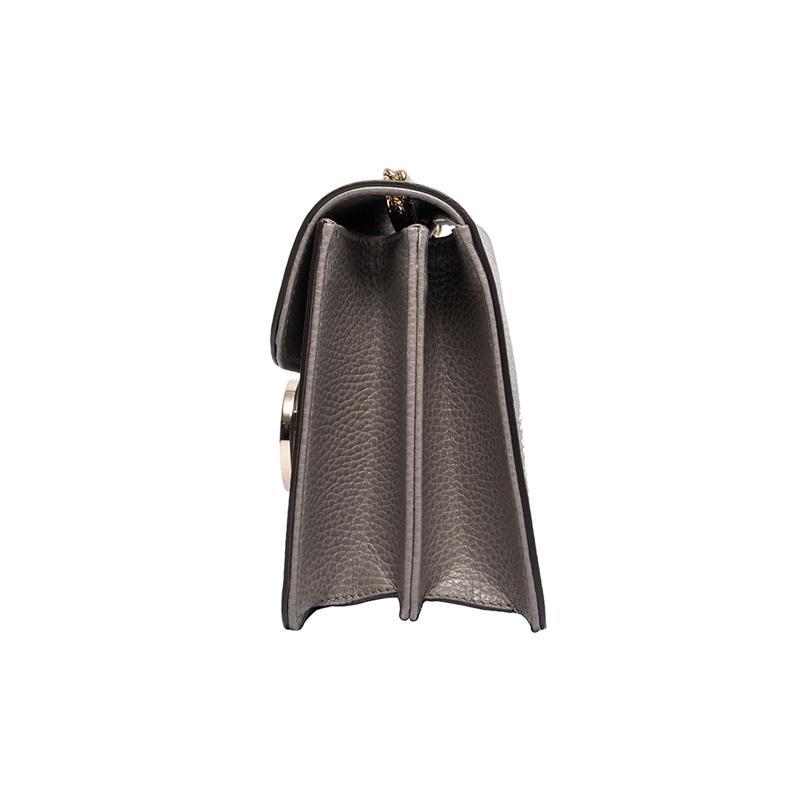 Gucci Double G Chain Pebbled Cowhide Messenger Bag Accordion Bag Crossbody Bag Shoulder Bag Women's Gray