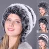 1PCS Fashion Rex Rabbit Fur Hat Fur Ball Beanies Earmuffs Hat Warm Caps Autumn and Winter Women's Comfortable