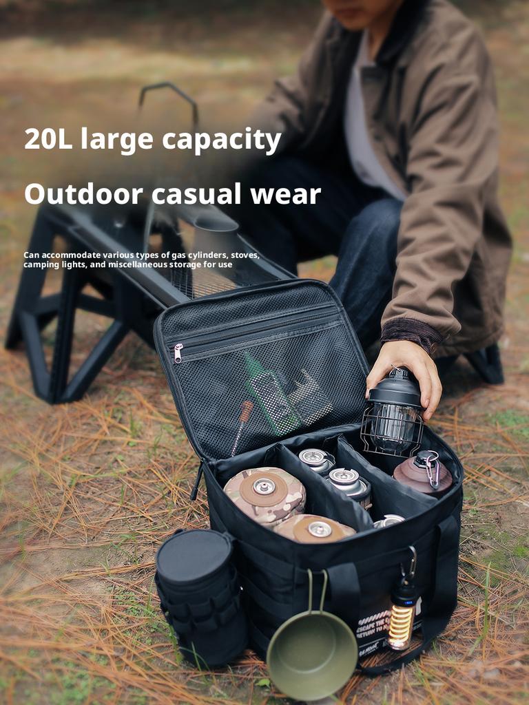 20L Oxford Large-Capacity Outdoor Storage Bag-Crashproof Canister Bag for Camping Cookware & Pot Sets Camping & Picnic Use