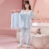Girls Cotton Pajama Set Short Sleeve Princess Style Sleepwear Kids 8 Years Lightweight Home Wear