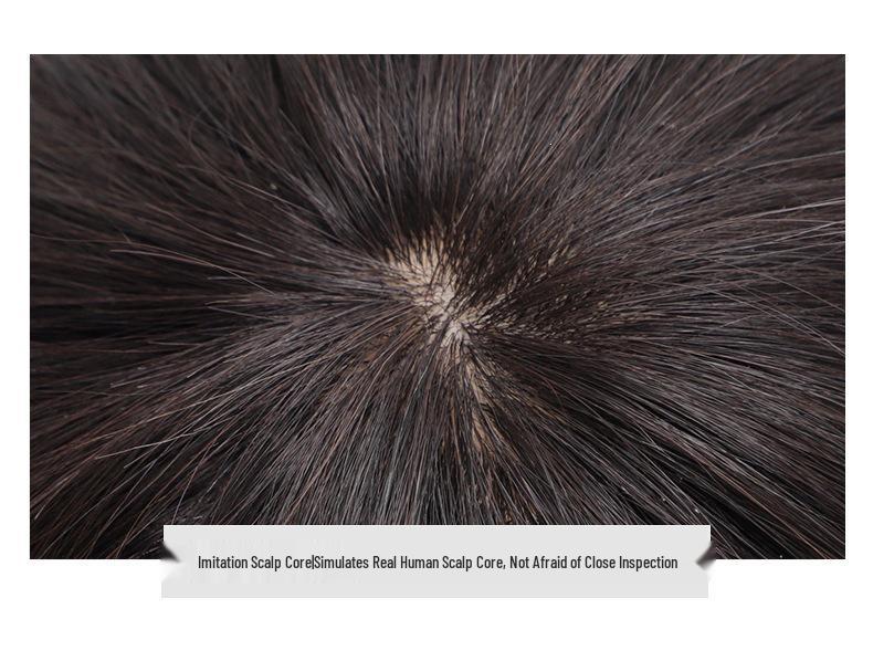Men's Short Real Hair Wig for Baldness - Fluffy, Lightweight, Thin Patch Style