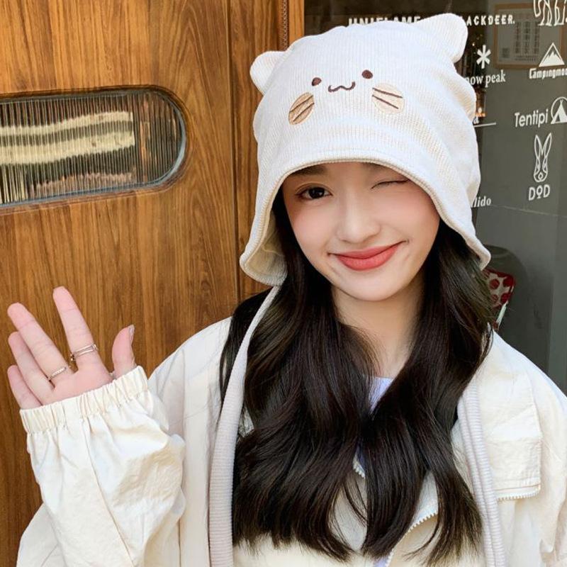 

Шапочка для сна женская весенне-осенняя летняя, тонкий вязаный головной убор, подчеркивающий лицо, милая шерстяная шапка Adjustable (56-52CM)