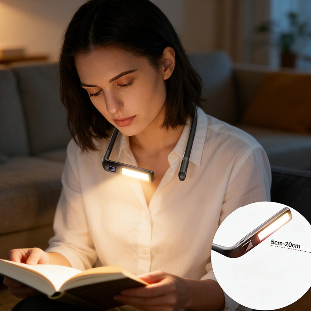 Neck Reading Light Rechargeable LED Portable Dimmable Flexible USB Book Lamp for Camping Night Reading Bedside Crochet Hook Knit