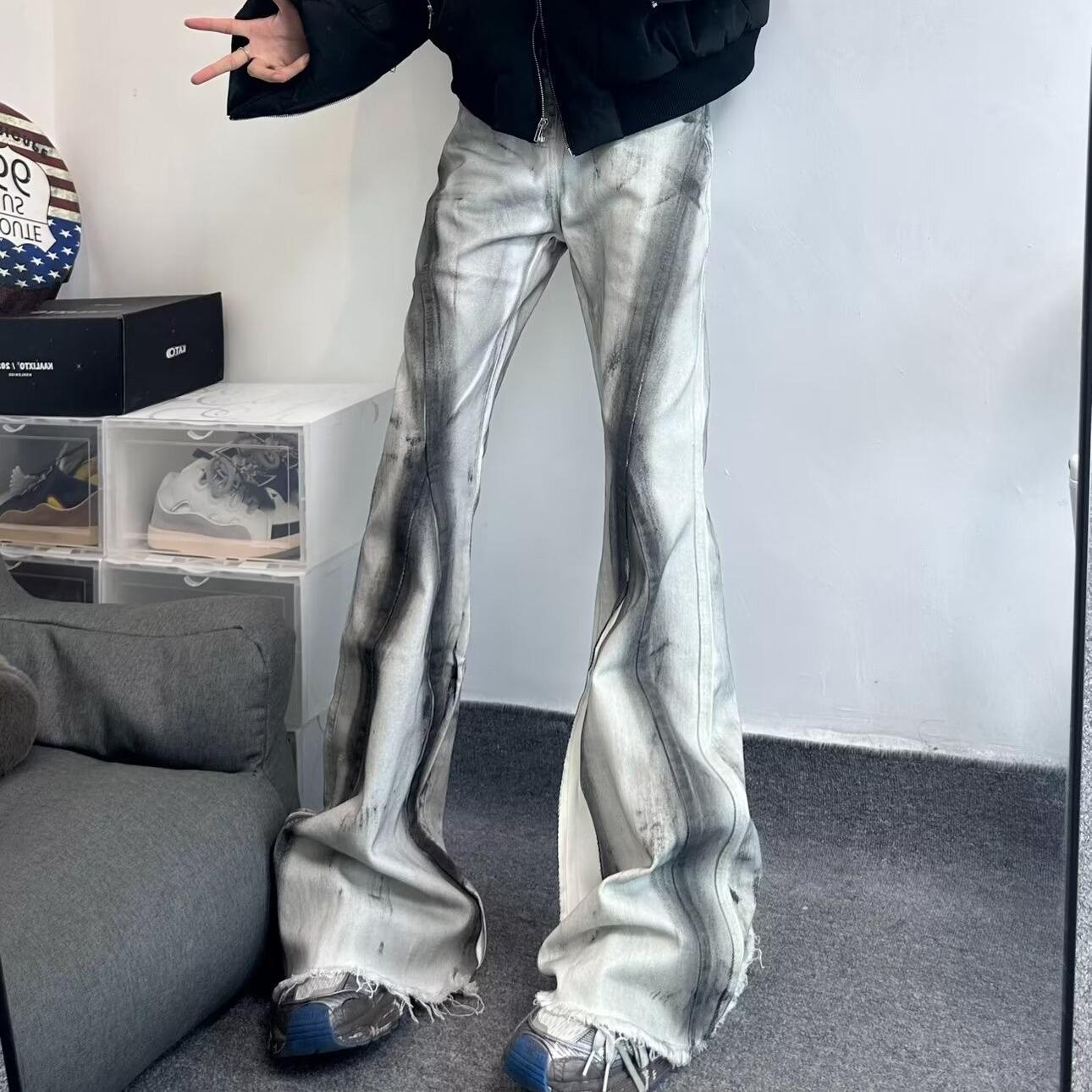 

Модные американские джинсы с широкими штанинами в технике тай-дай S белый