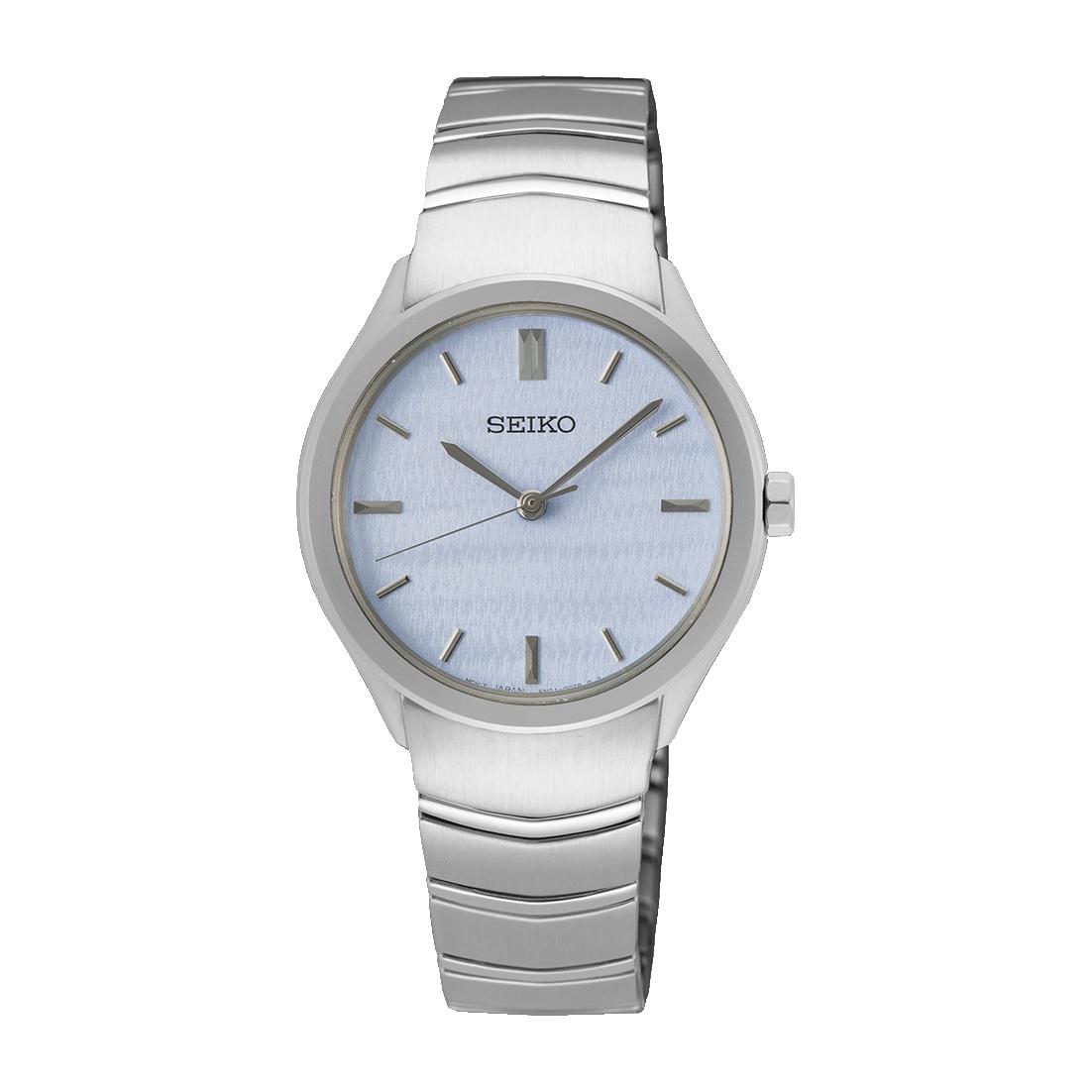 SEIKO Классические кварцевые женские часы из нержавеющей стали SUR549P1 синий