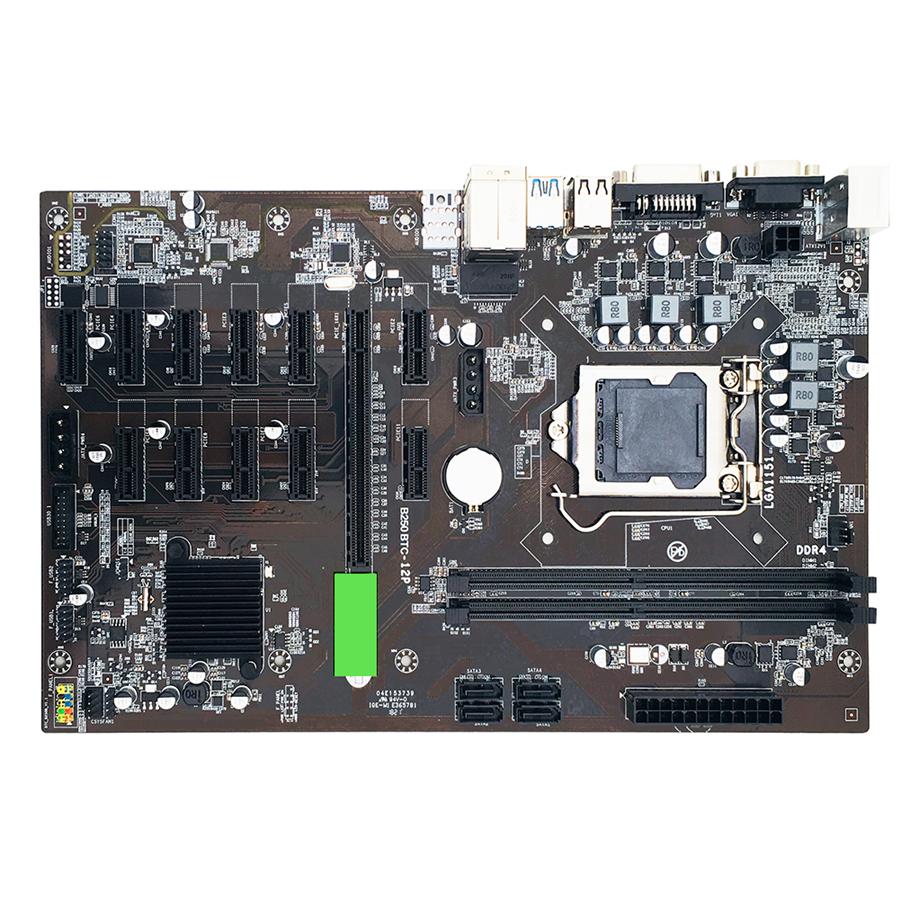 B250 BTC Mining Motherboard 12X PCIE Graphics Card Motherboard DDR4 DIMM SATA3.0 Supports VGA