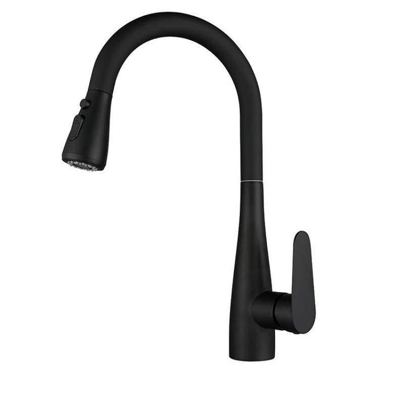 Gun Gray Pull-out Kitchen Sink Faucet Hot And Cold Water Wash Basin Faucet Rotating Double Mode Water Sink Tap Black/Nickel