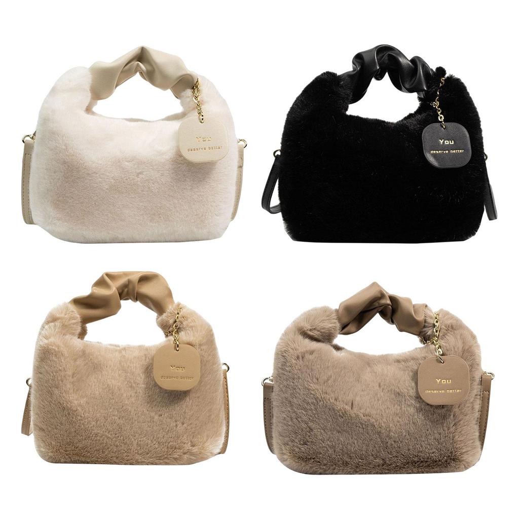 Women Plush Handbag Shoulder Bag Fashion Comfortable Lightweight Exquisite Gift Top Handle Cute for Daily Life Use Traveling
