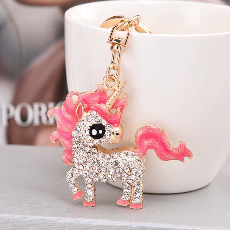 1PC Crystal Bags Decor Car keyrings for Women Rhinestone Elephant Horse Pendants Unicorn Keychain