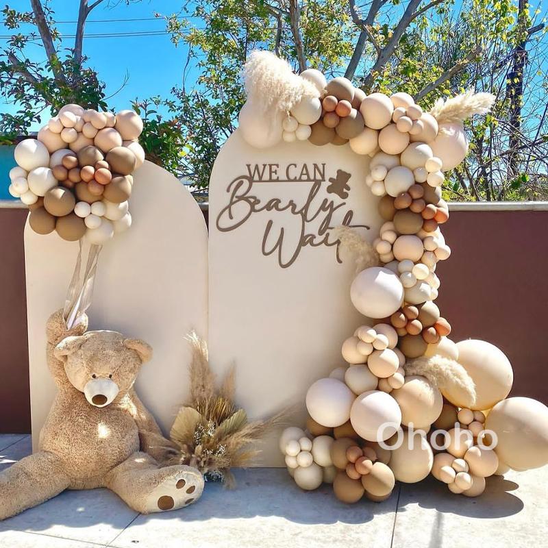Coffee Brown Beige Balloon Garland Arch Kit Baby Shower Rustic Wedding Decoration Engagement Boy Girl Birthday Party Supplies Baptism Christenin