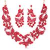 European Exaggerated Butterfly Oil Painting Rhinestone Necklace Earrings Set Valentine's Day Gift