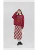 Rode Geruite Wollen Rok met Hoge Taille voor Slanke Peervormige Figuren - Koreaanse Stijl, A-lijn, Perfect voor Lente en Herfst
