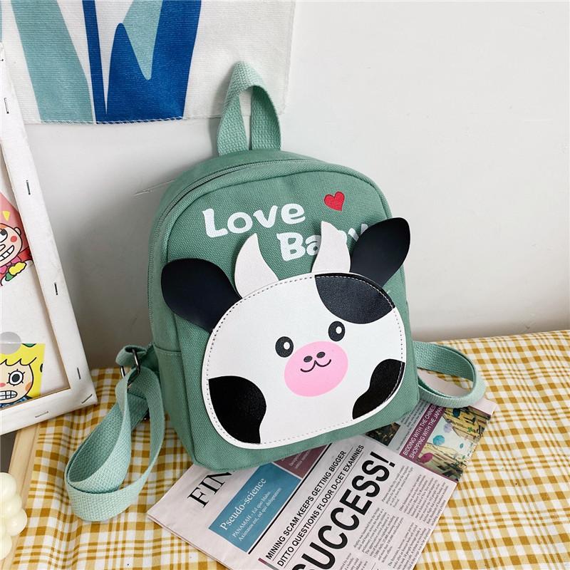 Adorable Animal Print Canvas Backpack For Kids Lightweight Breathable Design
