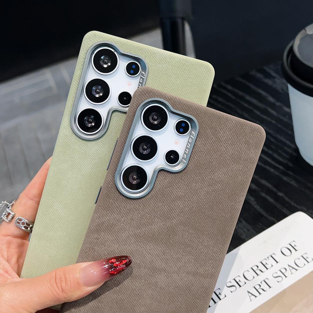 Luxury For MagSafe Fiber Leather Case For Samsung Galaxy S26 S25 Ultra S24Plus S23Ultra Invisible Magnetic Wireless Charge Cover