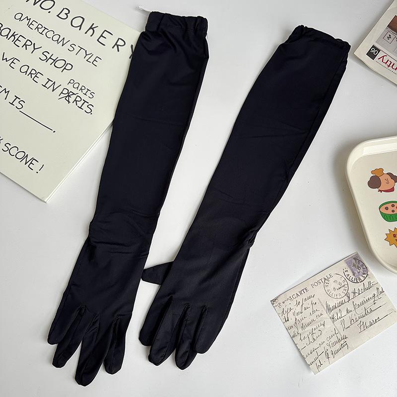 Summer Ice Silk Sun Protection Sleeves: Unisex Fingerless UV-Blocking Driving Gloves чёрный