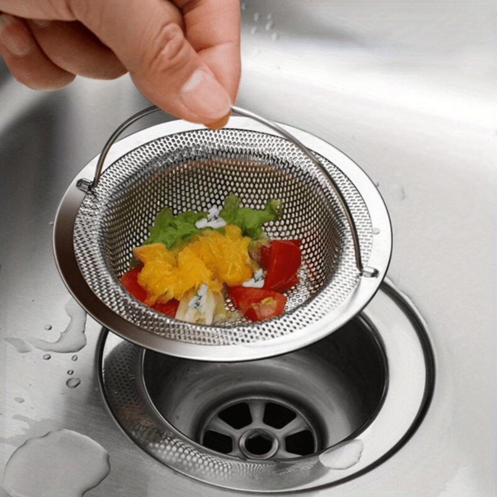 Stainless Steel Sink Filter with Handle - Rust Proof and Anti Clogging Mesh Filter, Suitable for Kitchen and Bathroom Sinks