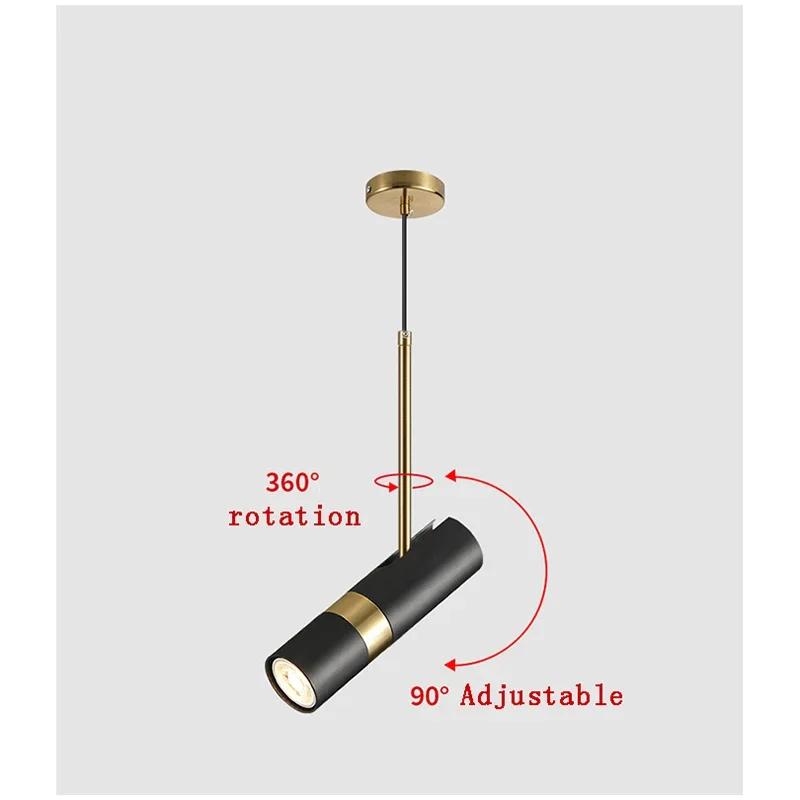 Lamp Creative Led Pendant Light Single Head 5w Black Rotatable Angle Hanging Lamp Ceiling Downlights For Bedroom Bar Counter