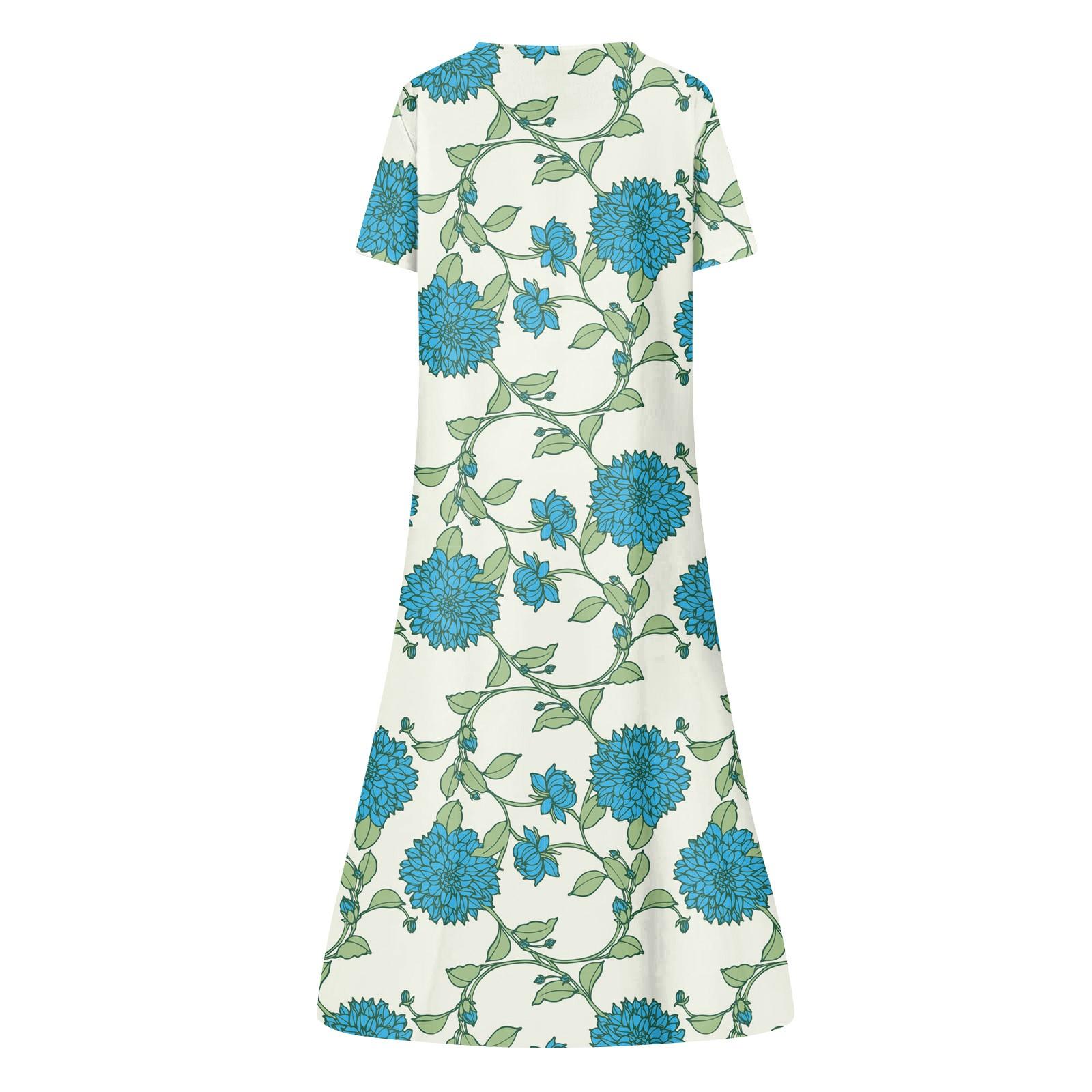 Женское летнее повседневное модное платье с коротким рукавом и карманом на пуговицах — фото 5